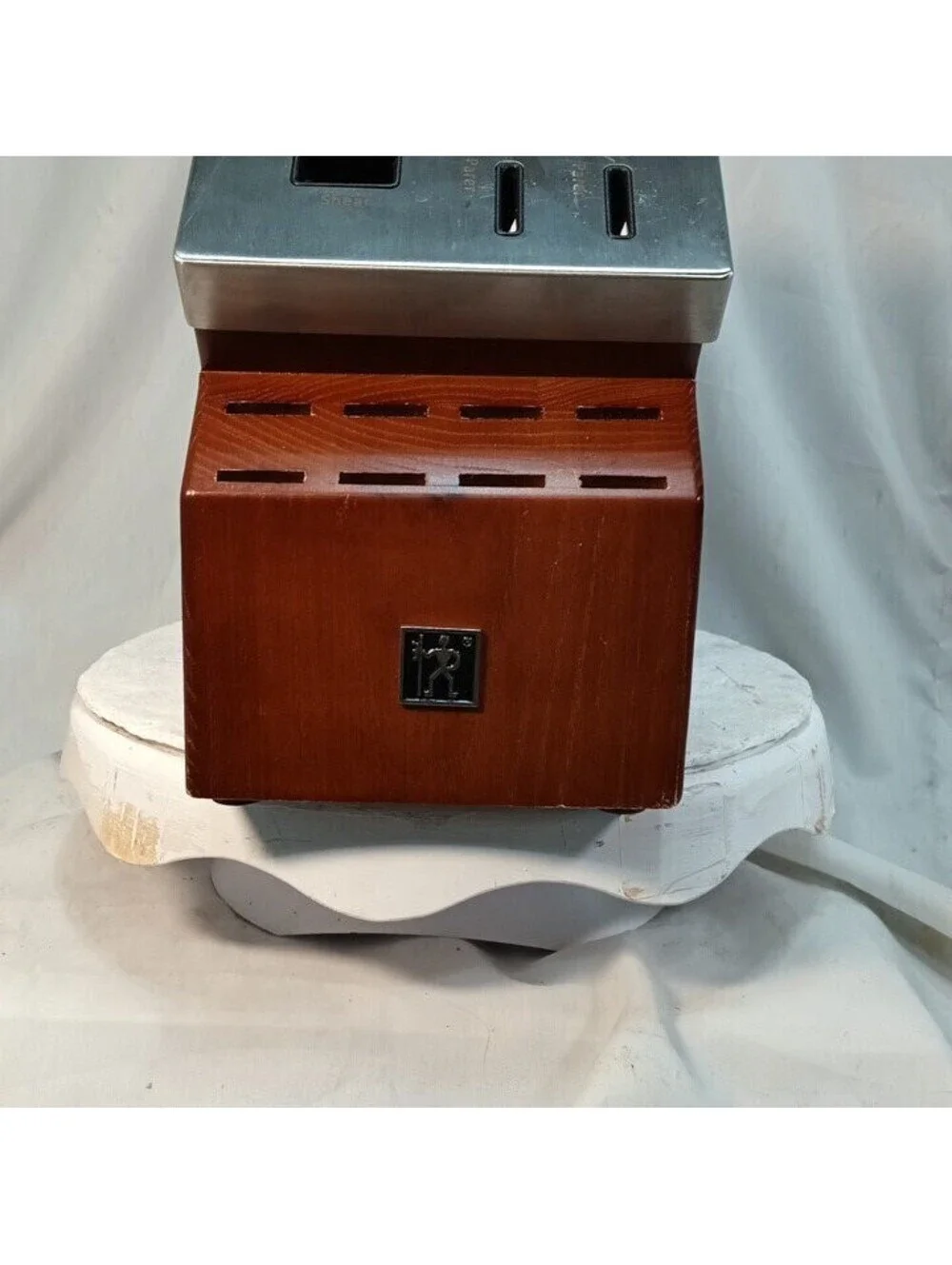 J.A. Henckels 19-Slot Hardwood Knife Block Cherry Finish Built-In Sharpeners